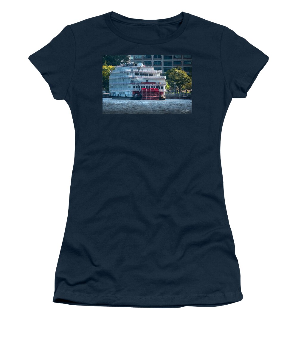 Steam Boat Women's T-Shirt featuring the photograph Queen Of The Mississippi 2 by Phil S Addis