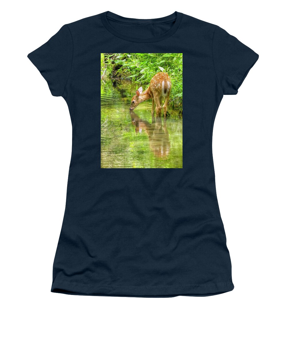Deer Women's T-Shirt featuring the photograph Quiet by Farol Tomson