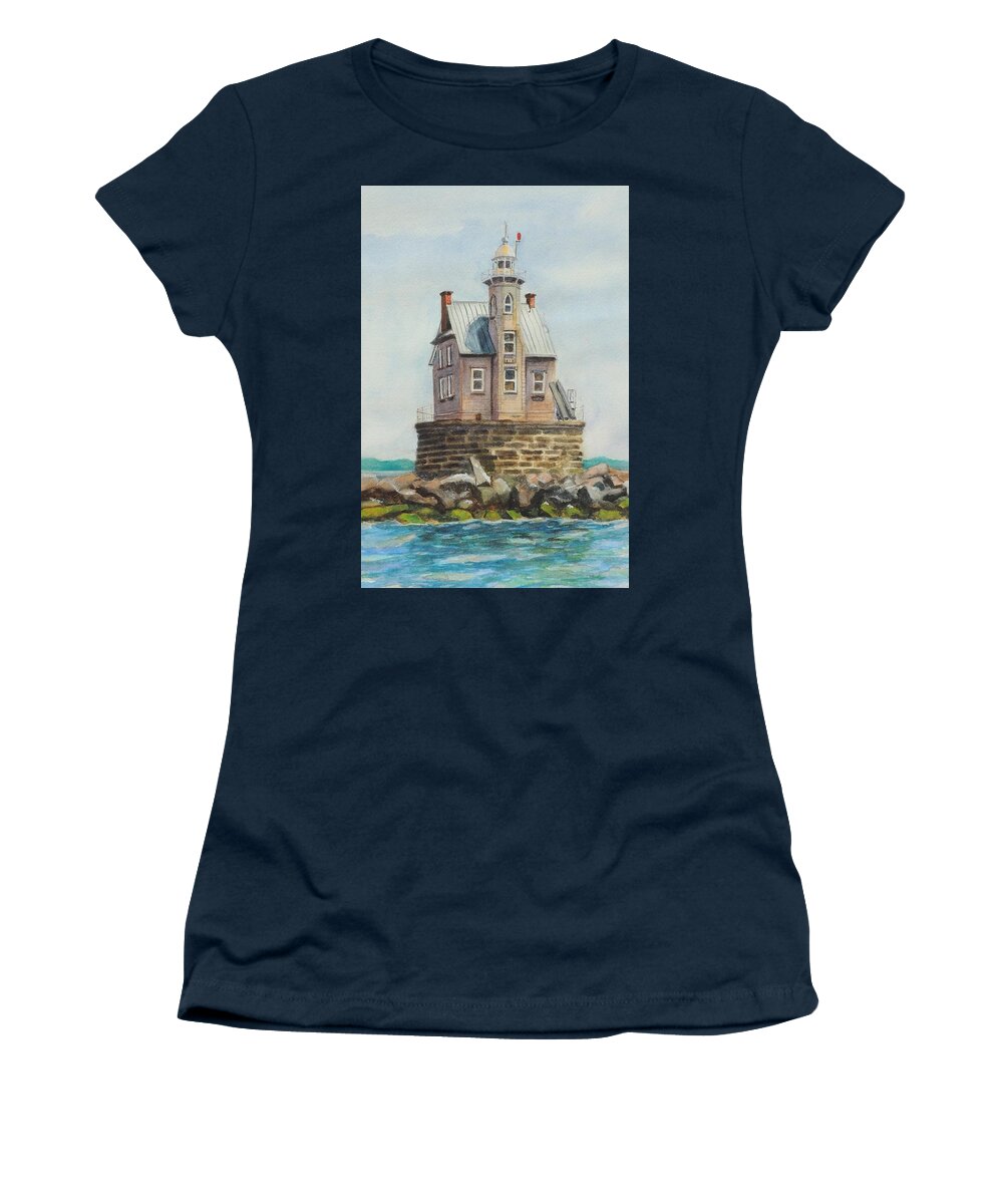 Race Rock Women's T-Shirt featuring the painting Race Rock Lighthouse by Patty Kay Hall