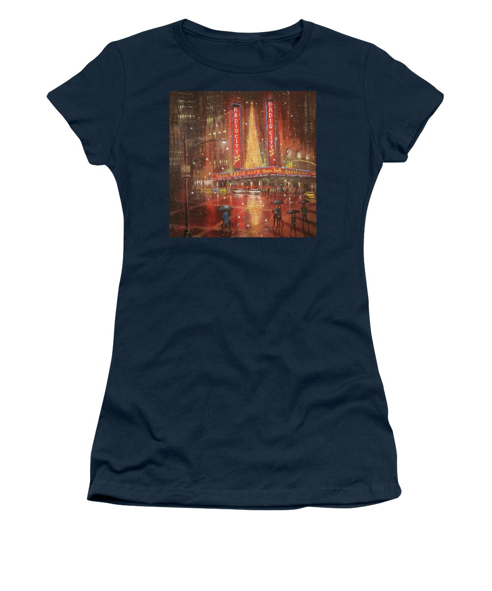 Radio City Music Hall Women's T-Shirt featuring the painting Radio City NYC by Tom Shropshire
