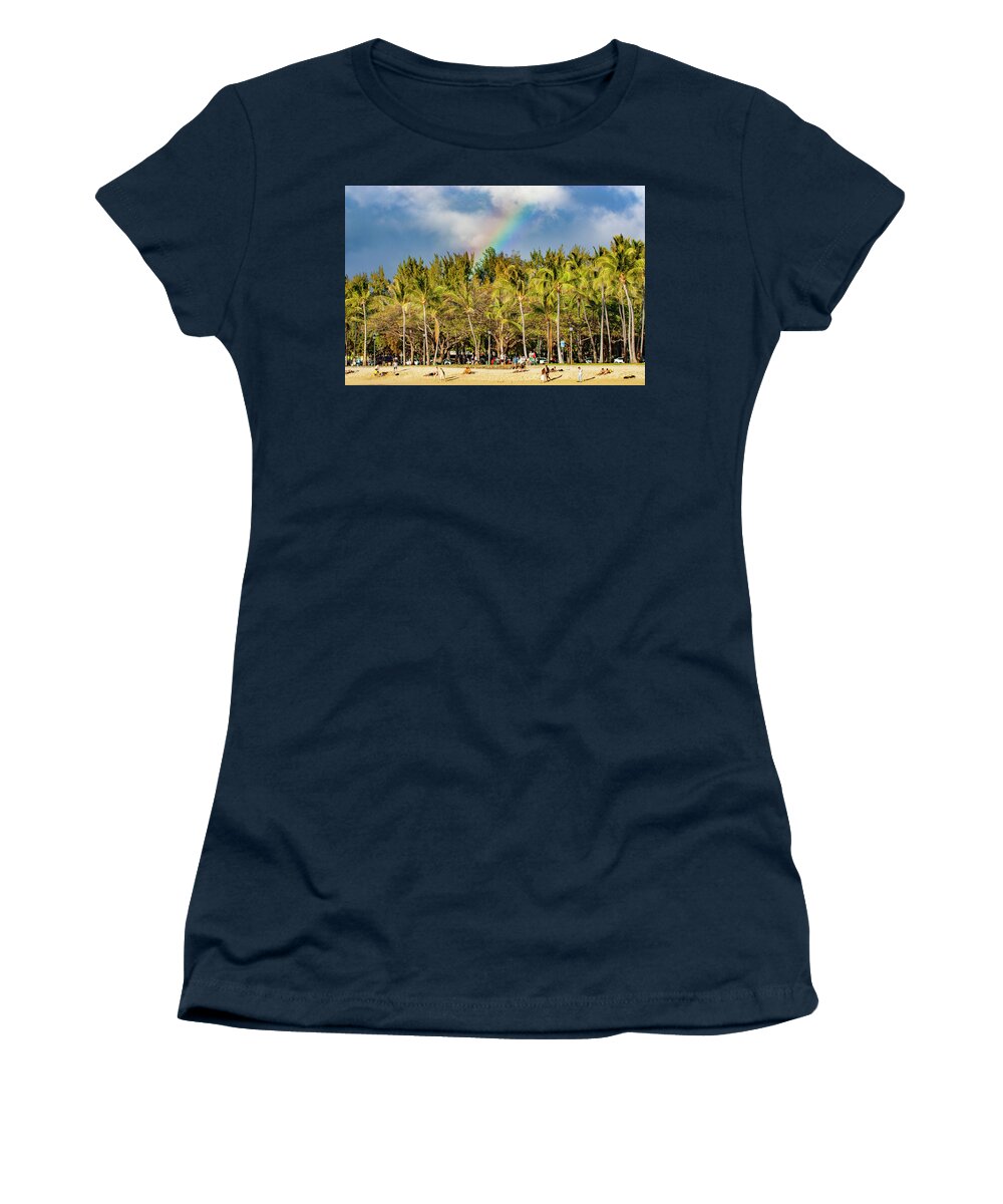 Oahu Women's T-Shirt featuring the photograph Rainbow over Waikiki by Anthony Jones