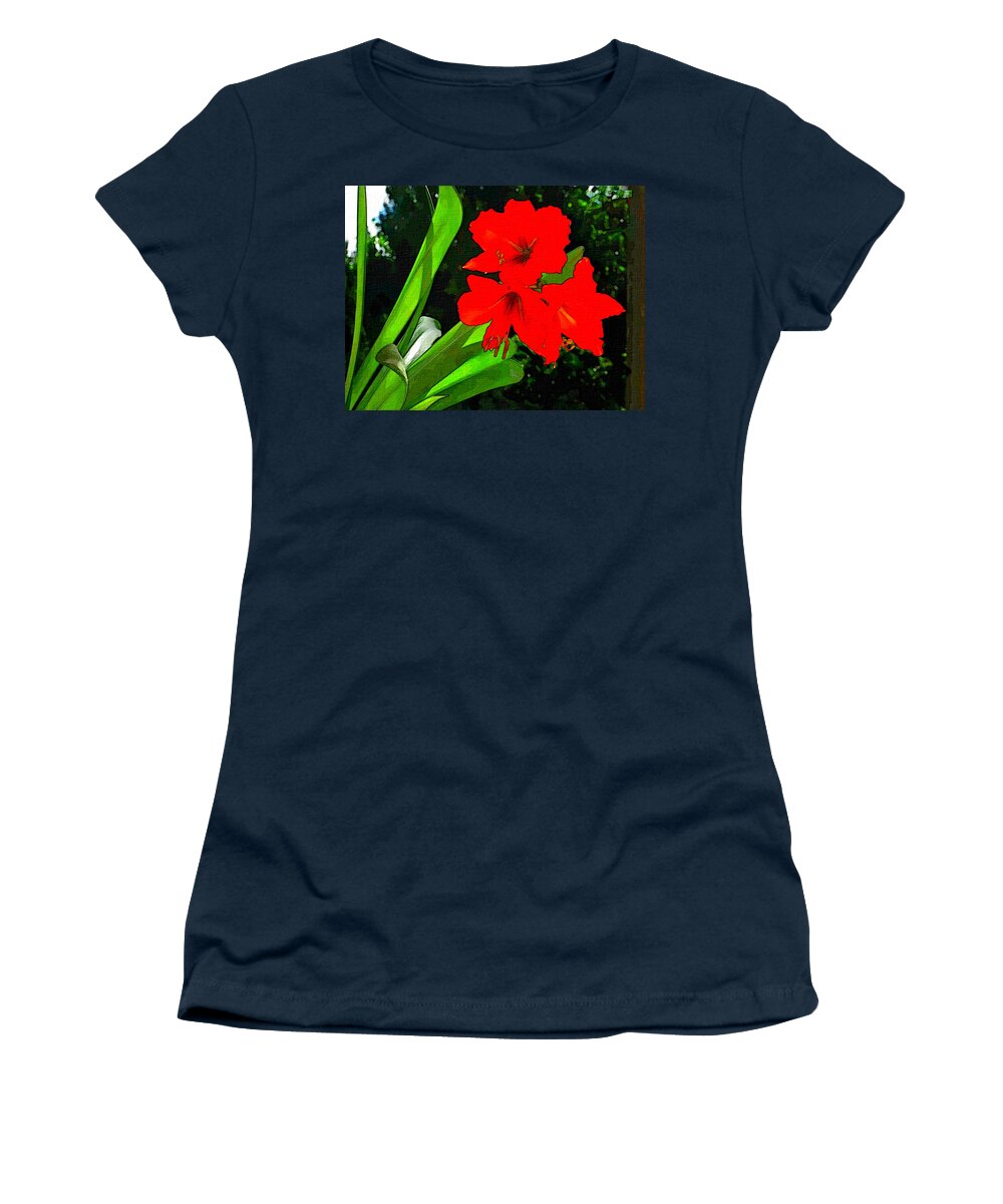 Red Women's T-Shirt featuring the photograph Red Flowers by Robert Bissett