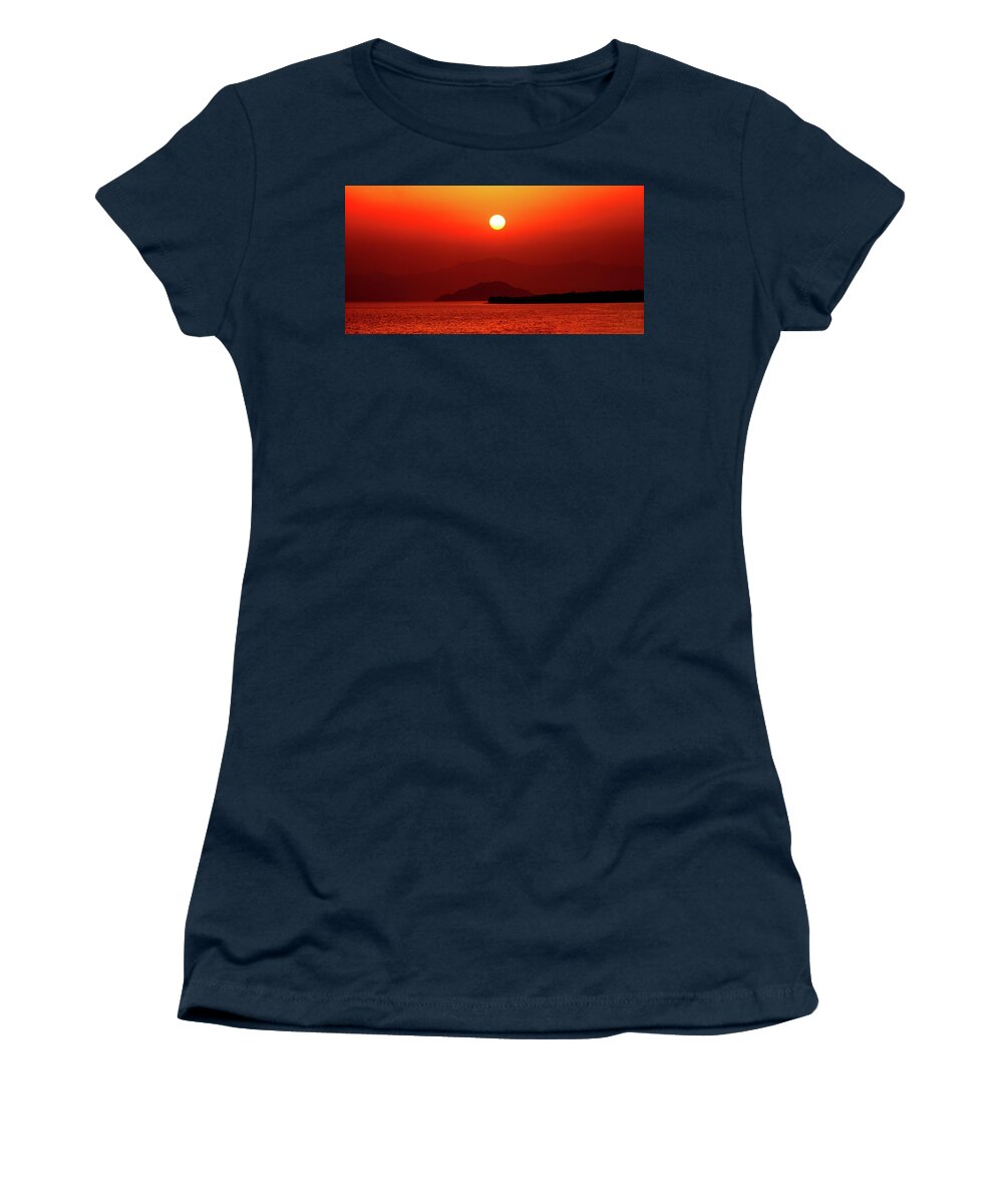 Sunset Women's T-Shirt featuring the photograph Red sunset by Sun Travels