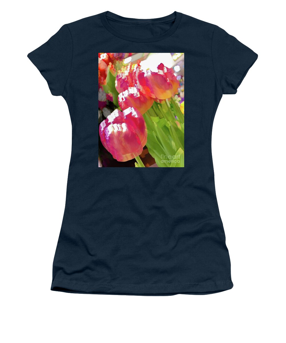 Abstract Women's T-Shirt featuring the photograph Red tulip flower pastel by Phillip Rubino
