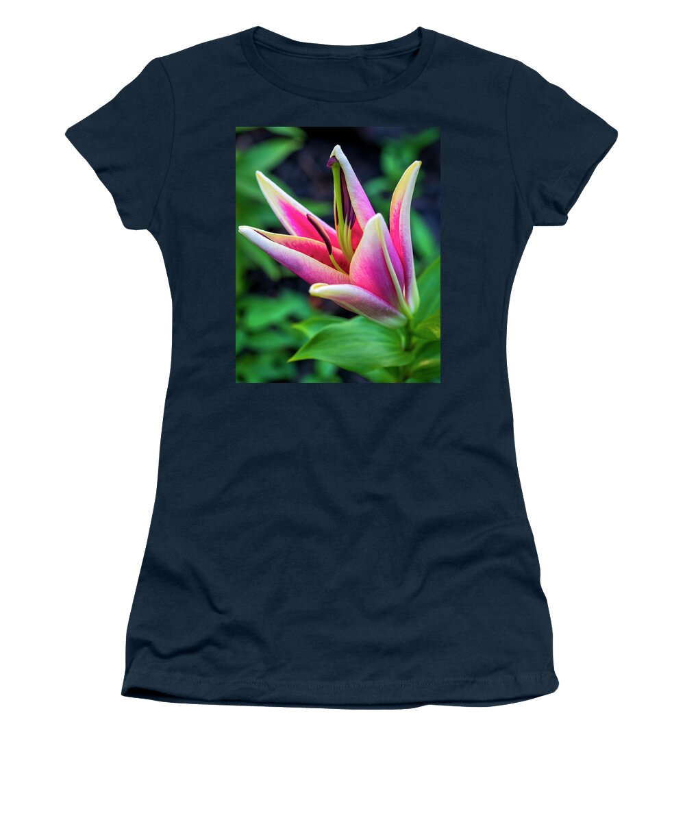 Asian Lily Women's T-Shirt featuring the photograph Releasing the Stamens by Robert FERD Frank