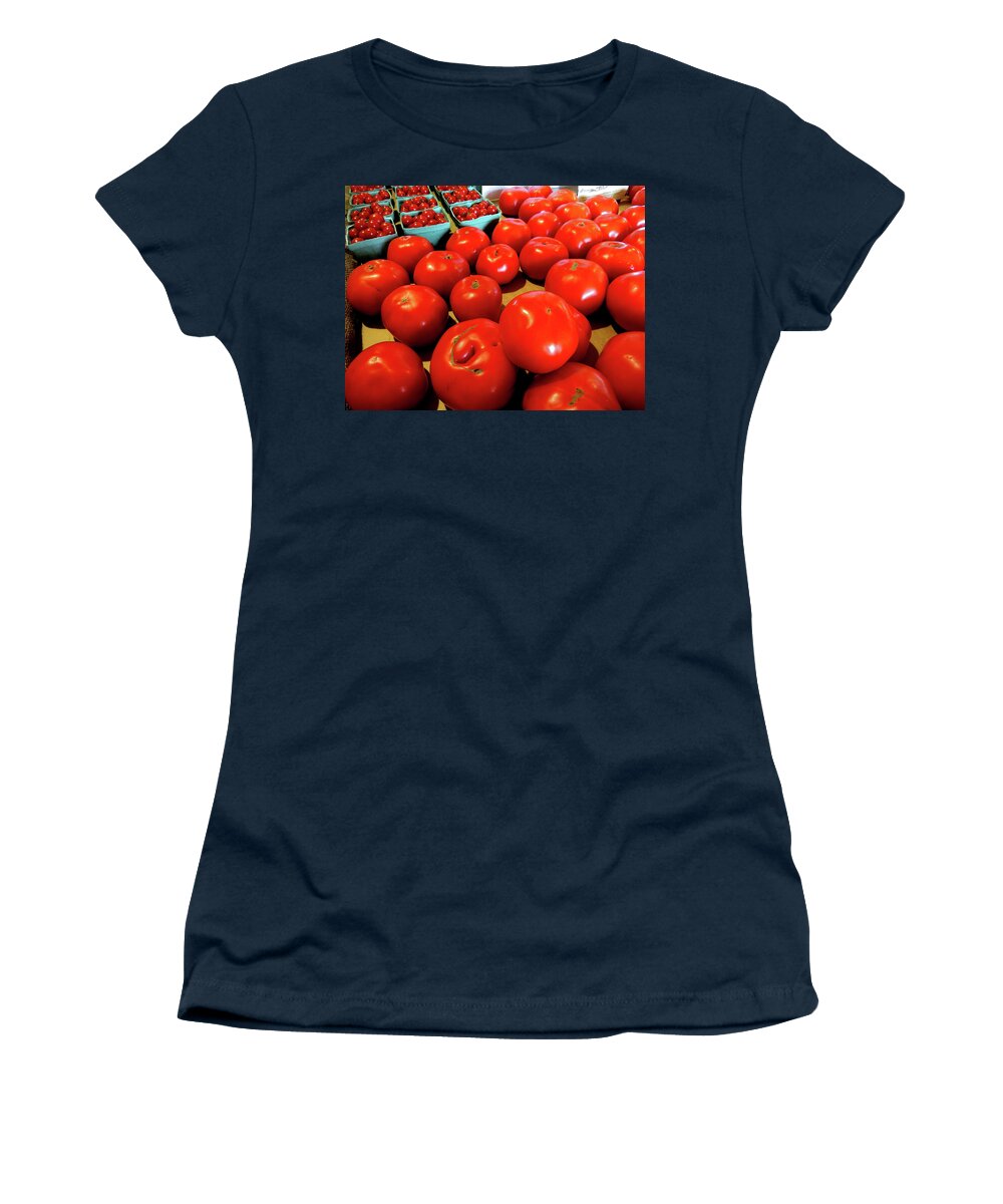 Red Tomatoes Women's T-Shirt featuring the photograph Ripe Red Jersey Tomatoes by Linda Stern