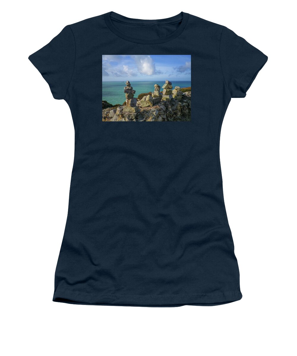 Mine Women's T-Shirt featuring the photograph Rock Piles Cligga Head Mine Cornwall by Richard Brookes