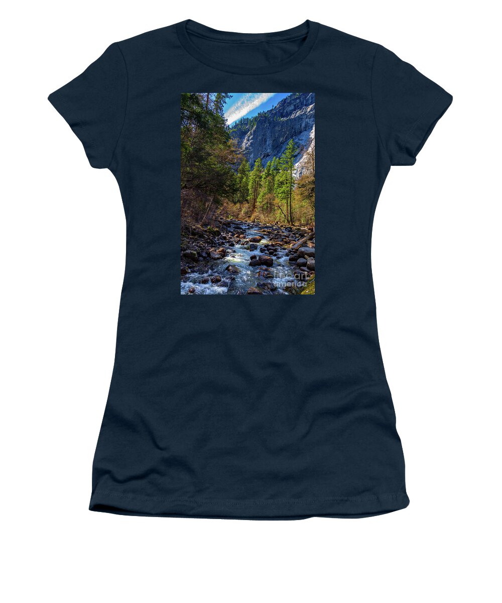 California Women's T-Shirt featuring the photograph Rocks in Merced River by Roslyn Wilkins