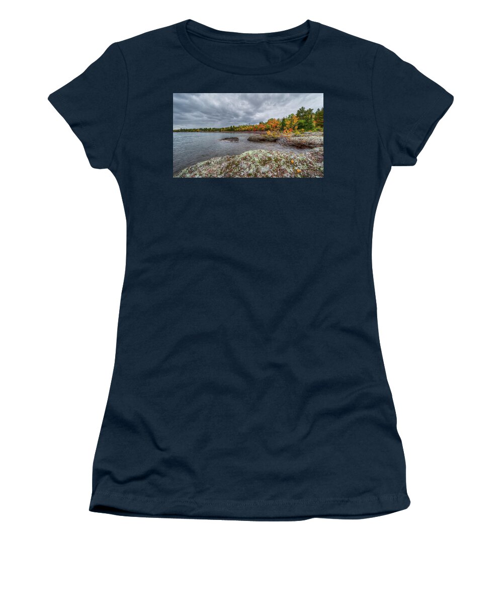 Lake Superior Women's T-Shirt featuring the photograph Rocky Shore by Brad Bellisle