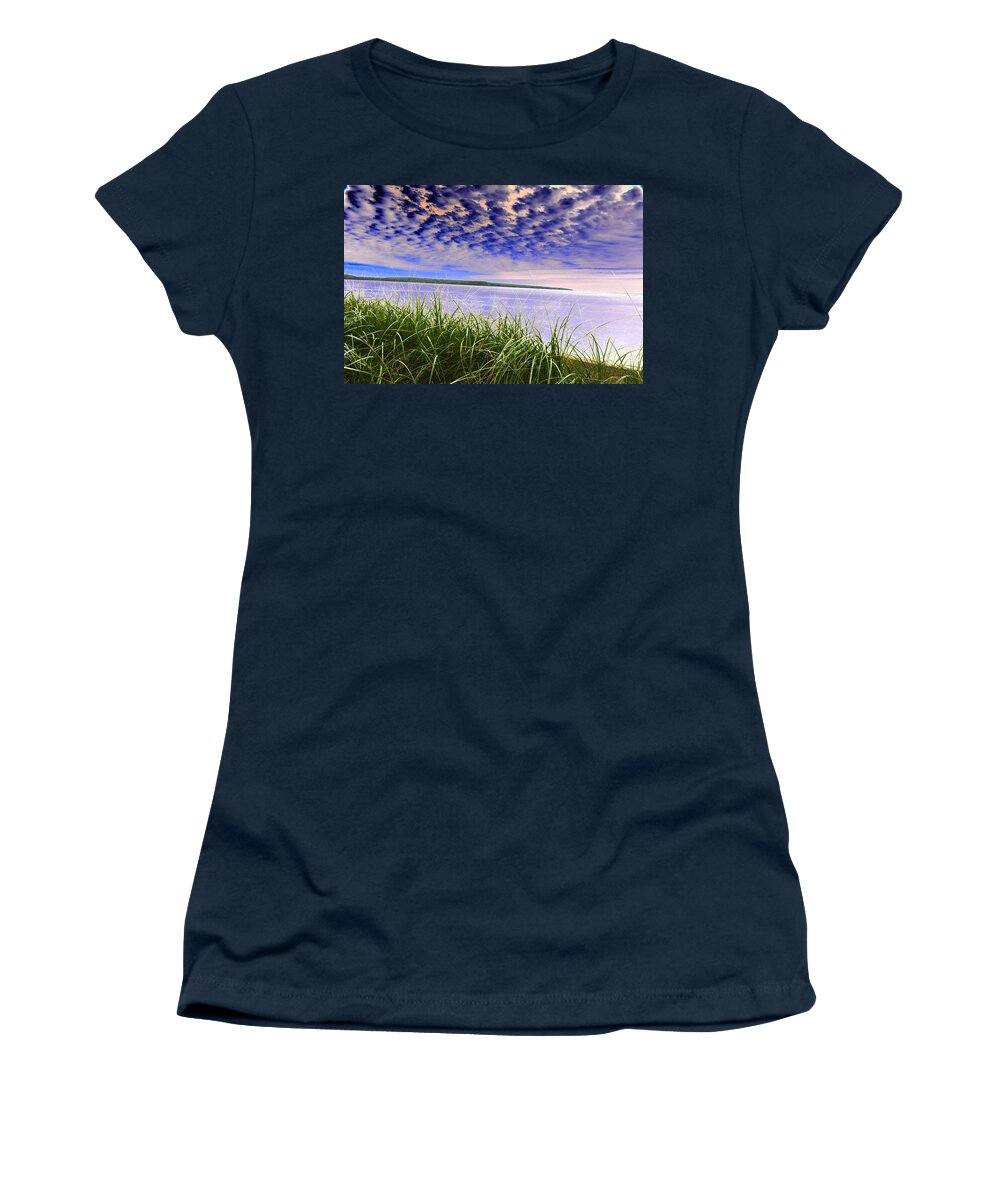 Rolling Blue Sky Over Lake Superior Women's T-Shirt featuring the photograph Rolling Blue Sky over Lake Superior by Tom Kelly