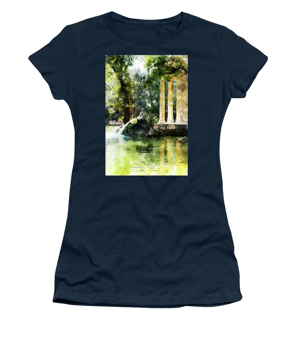 Rome Women's T-Shirt featuring the painting Rome, Ancient Temple of Aesculapius - 05 by AM FineArtPrints