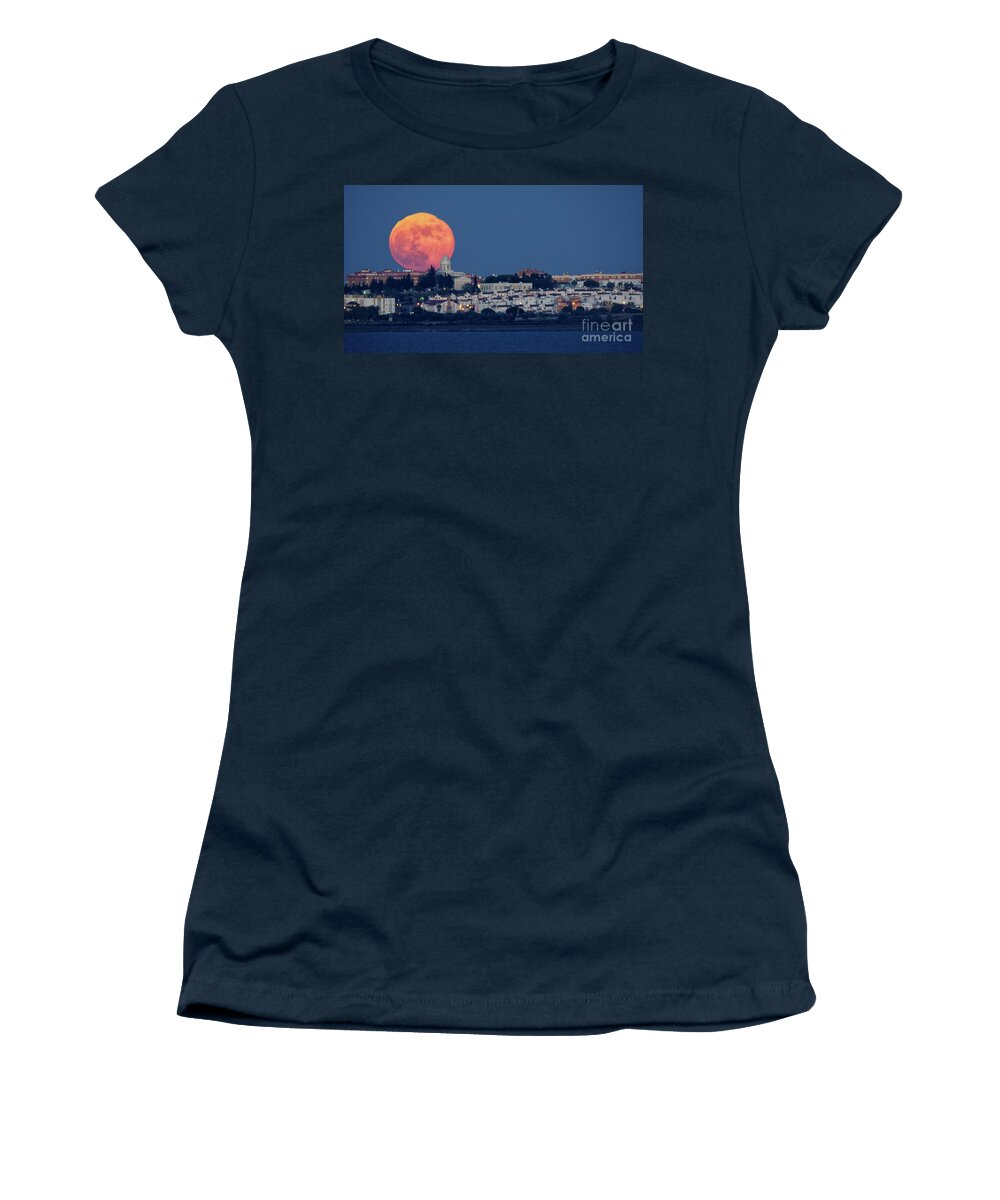 Night Women's T-Shirt featuring the photograph Royal Institute and Observatory of the Spanish Navy Full Moon Rising by Pablo Avanzini