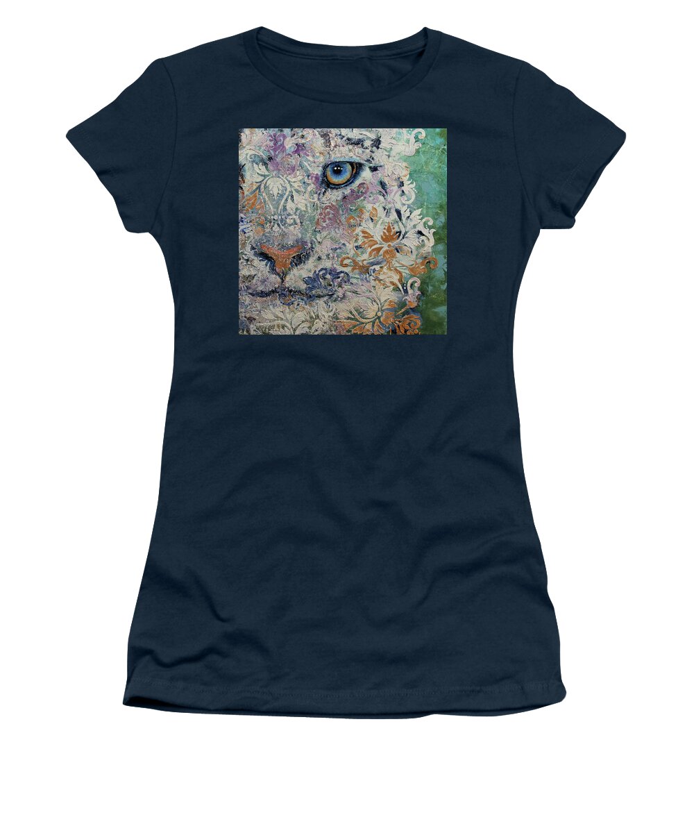 Cat Women's T-Shirt featuring the painting Royal Snow Leopard by Michael Creese