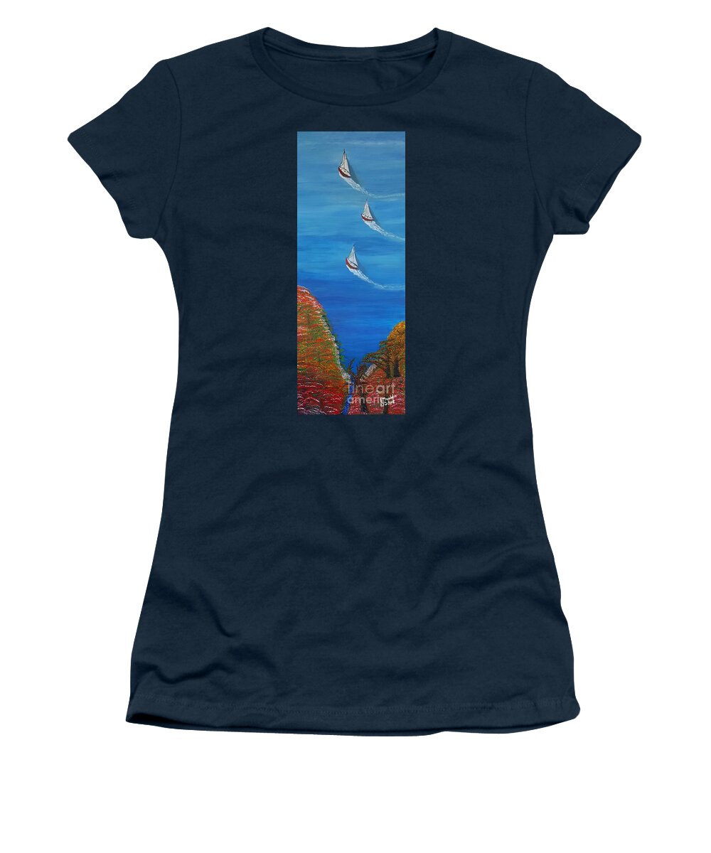 Sailboat Women's T-Shirt featuring the painting Sail Away by Elizabeth Mauldin