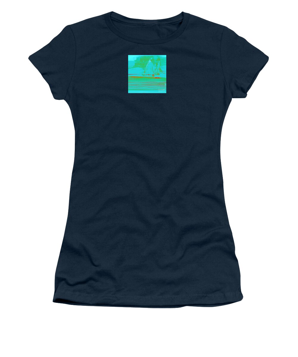 Square Women's T-Shirt featuring the mixed media Sails in the Mist by Zsanan Studio