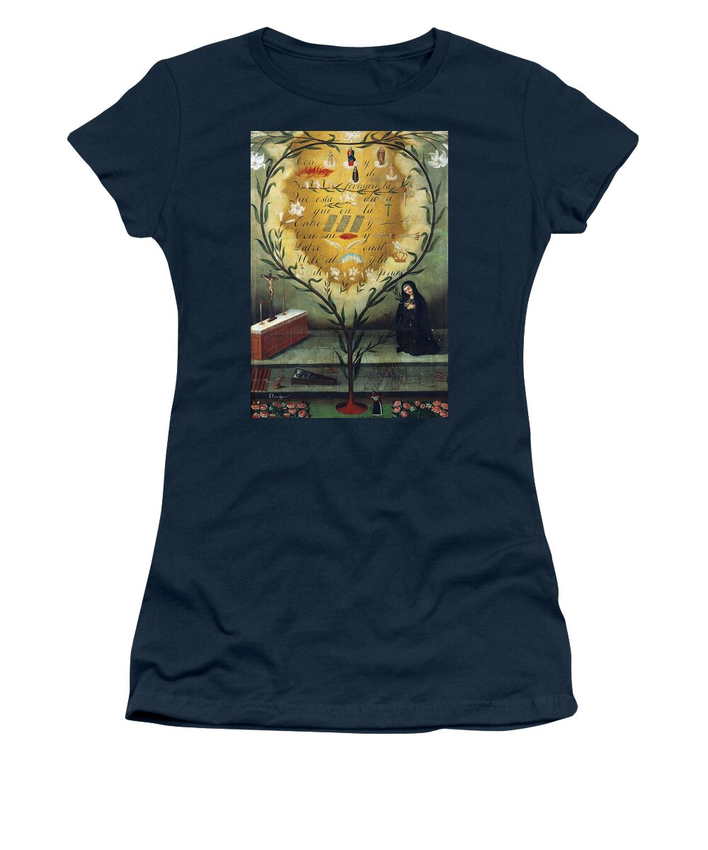 17th Century Women's T-Shirt featuring the painting Saint Mary Ann of Jesus of Paredes -1618-1645-. Painting by Hernando de la Cruz -1592-1646-. by Album