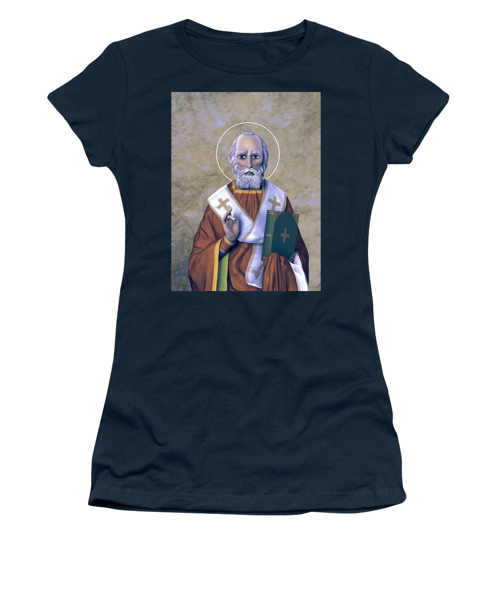 St. Women's T-Shirt featuring the digital art Saint Nicholas I Earthen Pallette by David Luebbert
