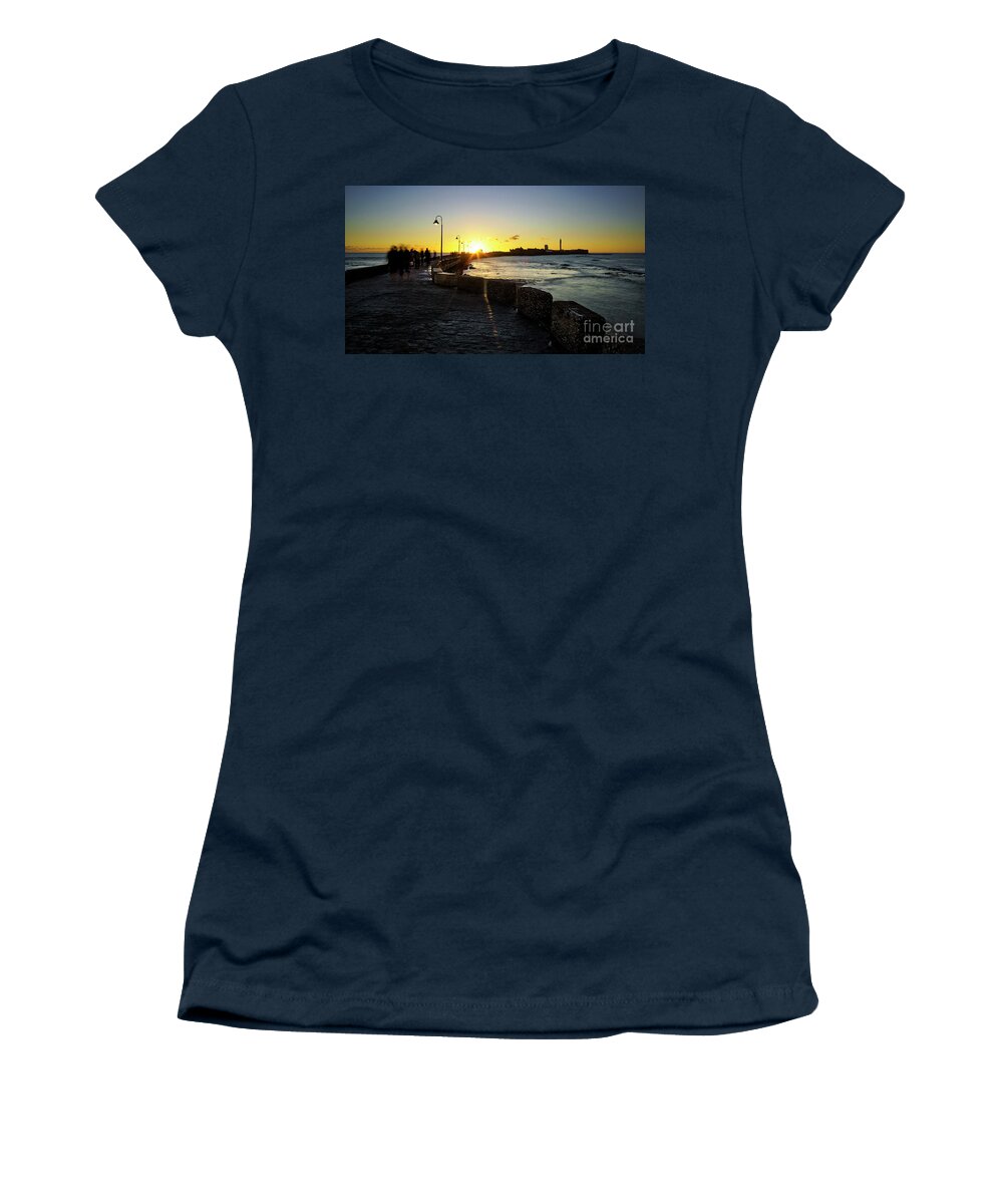 Wave Women's T-Shirt featuring the photograph Saint Sebastian Castle Walkway Cadiz Spain by Pablo Avanzini