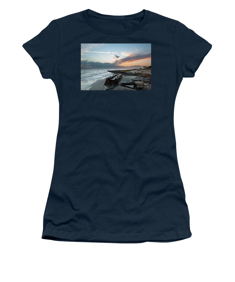 Sunset Women's T-Shirt featuring the photograph Salty Shores - Sullivan's Island by Dale Powell