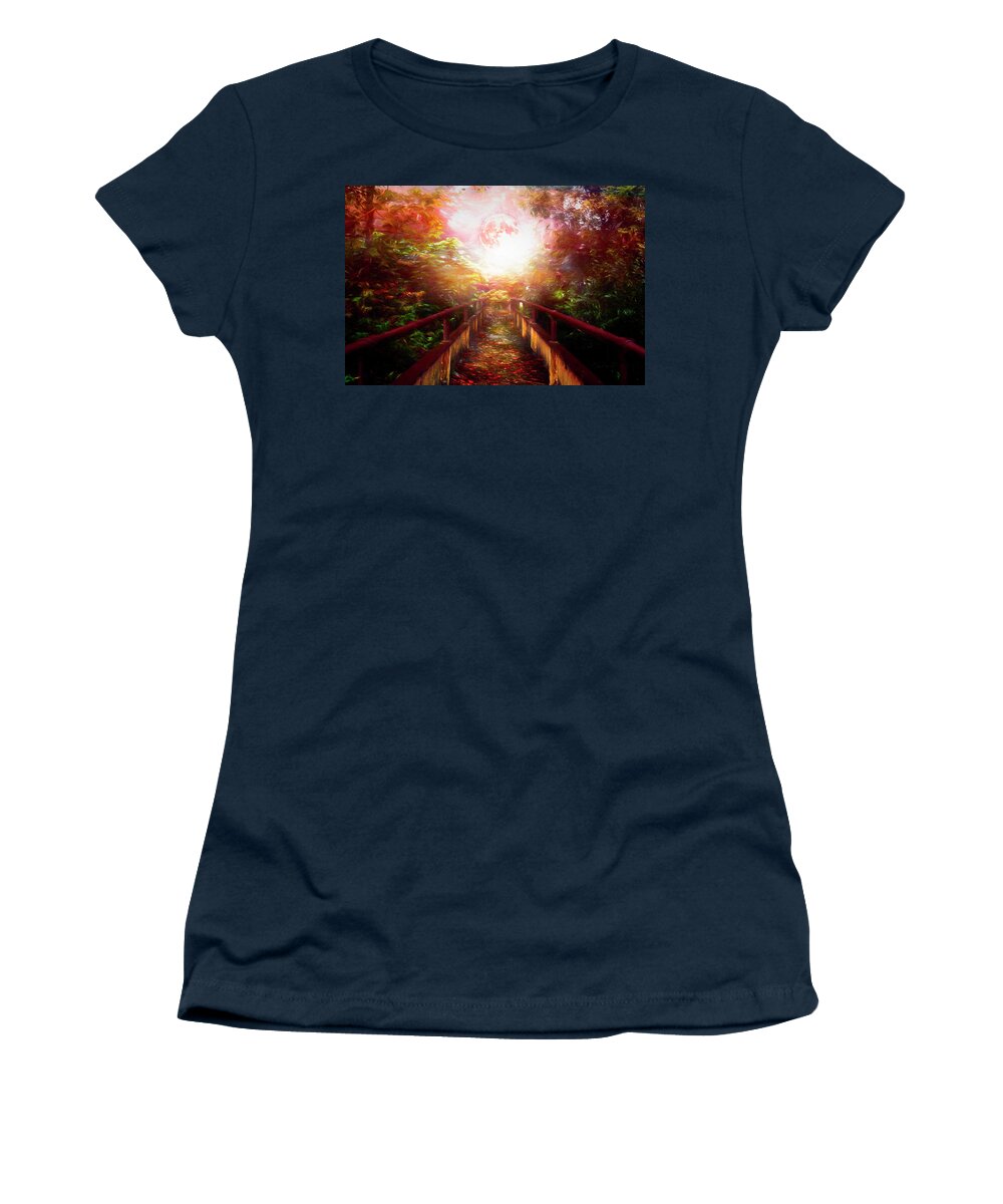 Appalachia Women's T-Shirt featuring the photograph Scattered Leaves Painting by Debra and Dave Vanderlaan