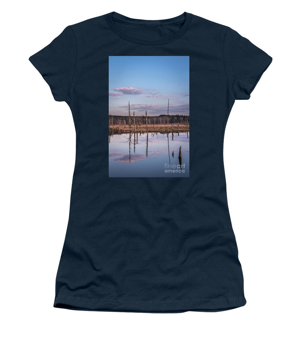 Schwenninger-moos Women's T-Shirt featuring the photograph Schwenninger Moos at Sunset by Bernd Laeschke