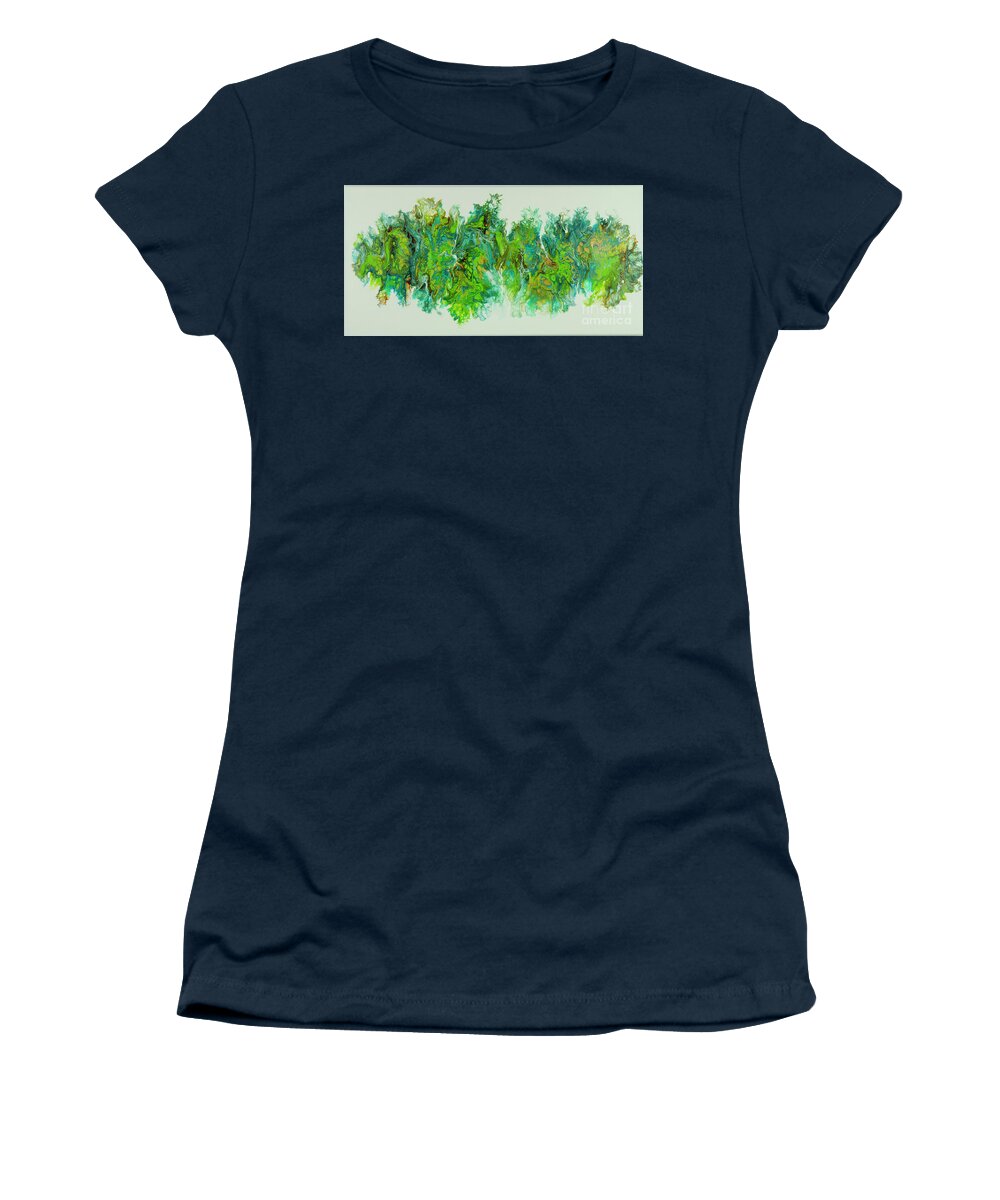 Poured Acrylic Women's T-Shirt featuring the painting Sea Lettuce Creature by Lucy Arnold
