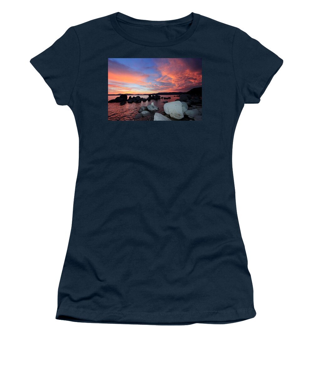 Lake Tahoe Women's T-Shirt featuring the photograph Sekani Rocks Twilight by Sean Sarsfield
