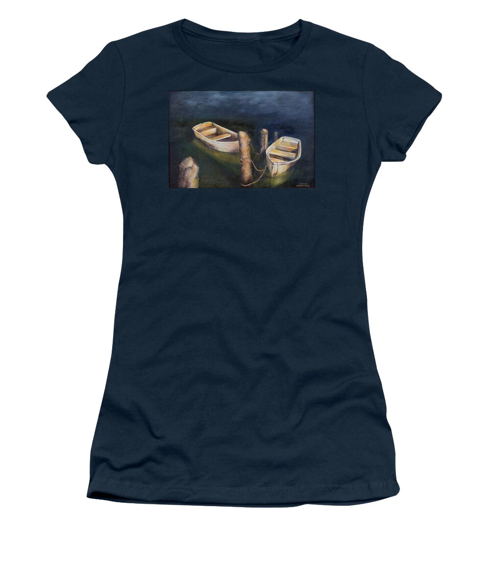 Dinghy Women's T-Shirt featuring the painting Serenity by Nancy Strahinic