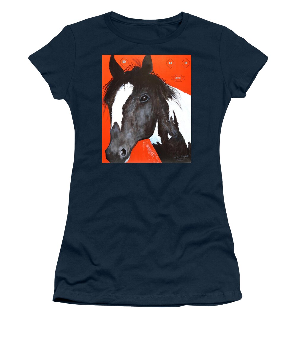 Equine Women's T-Shirt featuring the painting Shadow Spot by M Diane Bonaparte