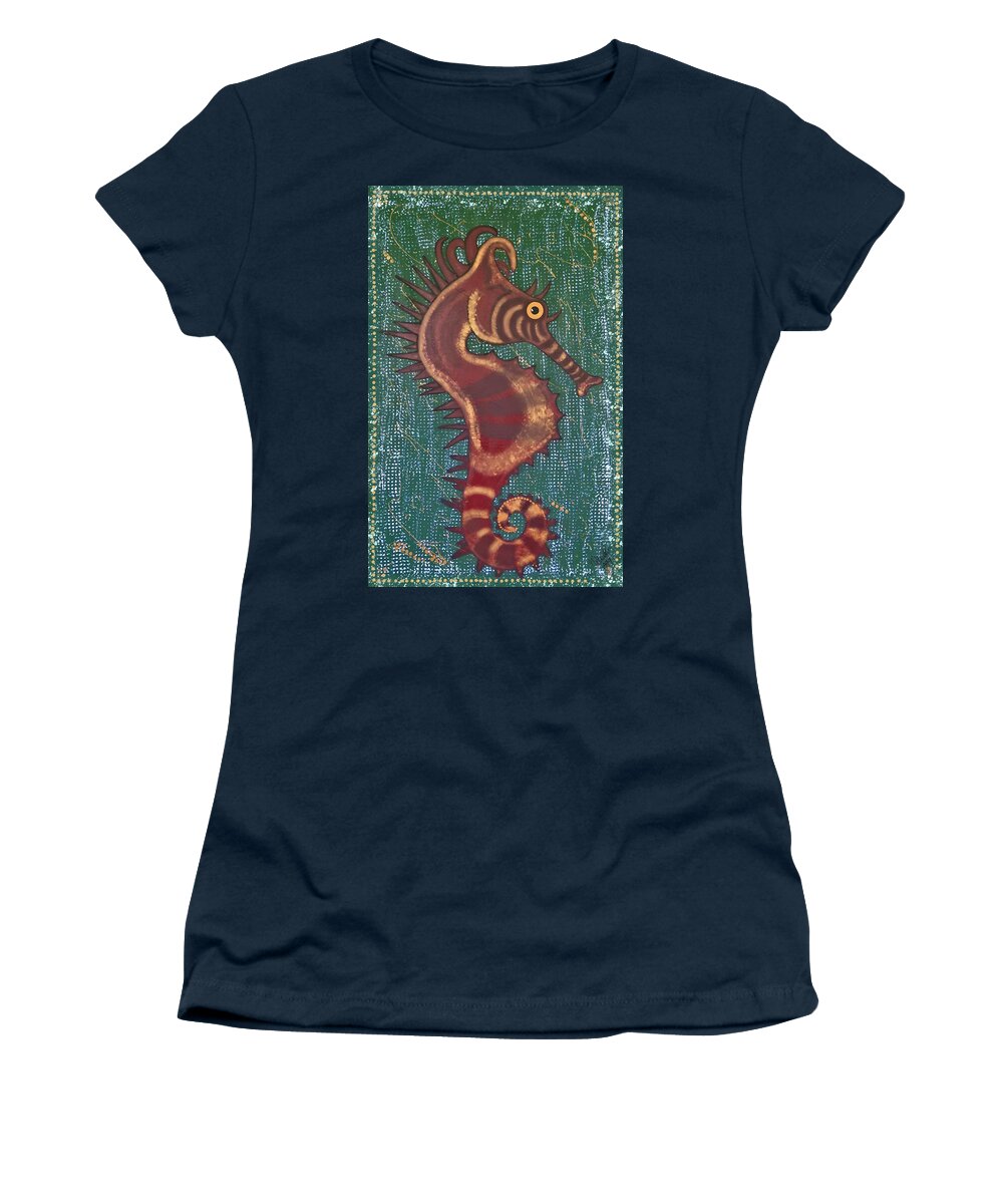 Seahorse Women's T-Shirt featuring the painting Shehorse by Joan Stratton