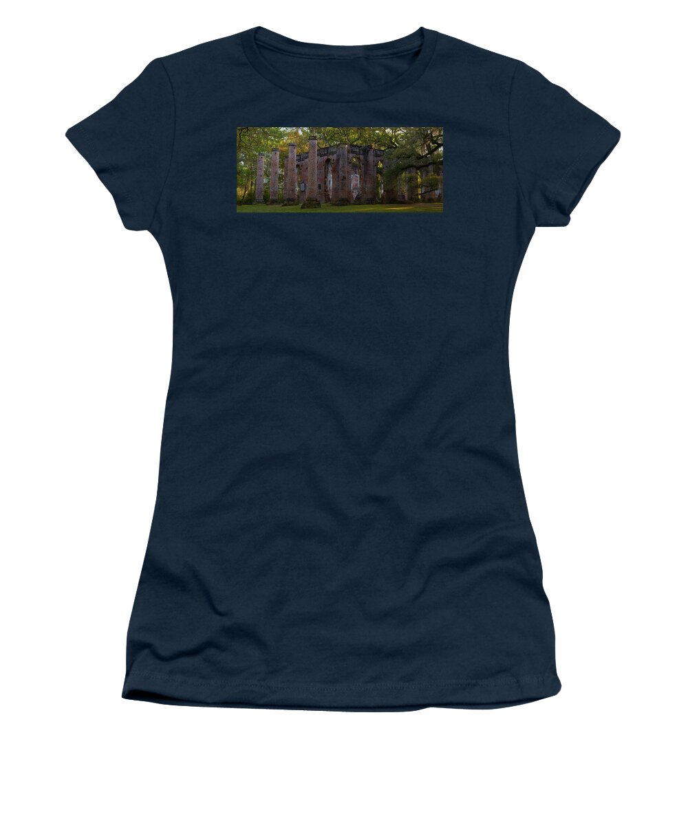 Church Women's T-Shirt featuring the photograph Sheldon Church Ruins at Dawn by Jon Glaser