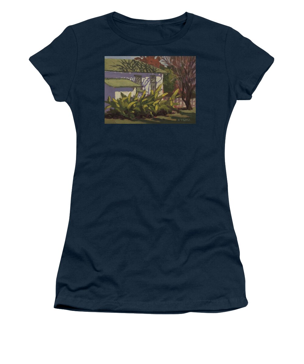 Side Yard Plants Women's T-Shirt featuring the painting Side Yard Plants by Bill Tomsa