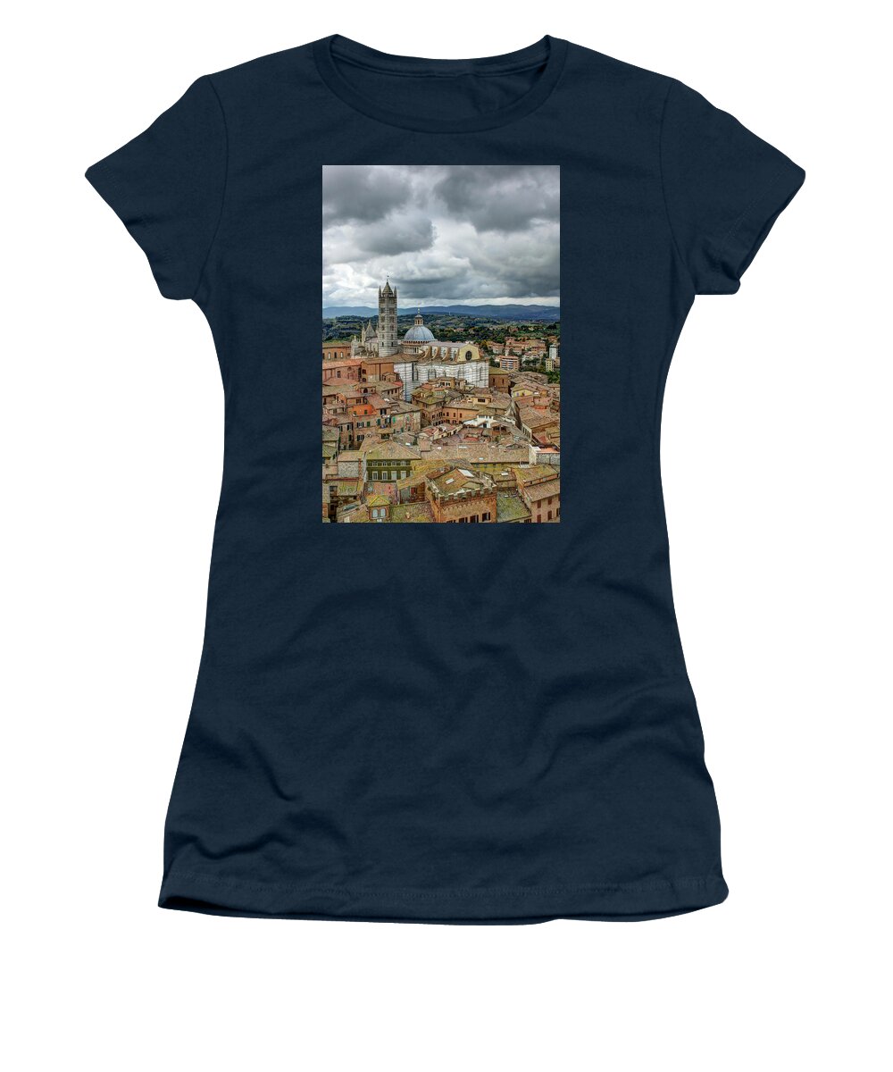 Hdr Women's T-Shirt featuring the photograph Siena from Above by Rebekah Zivicki