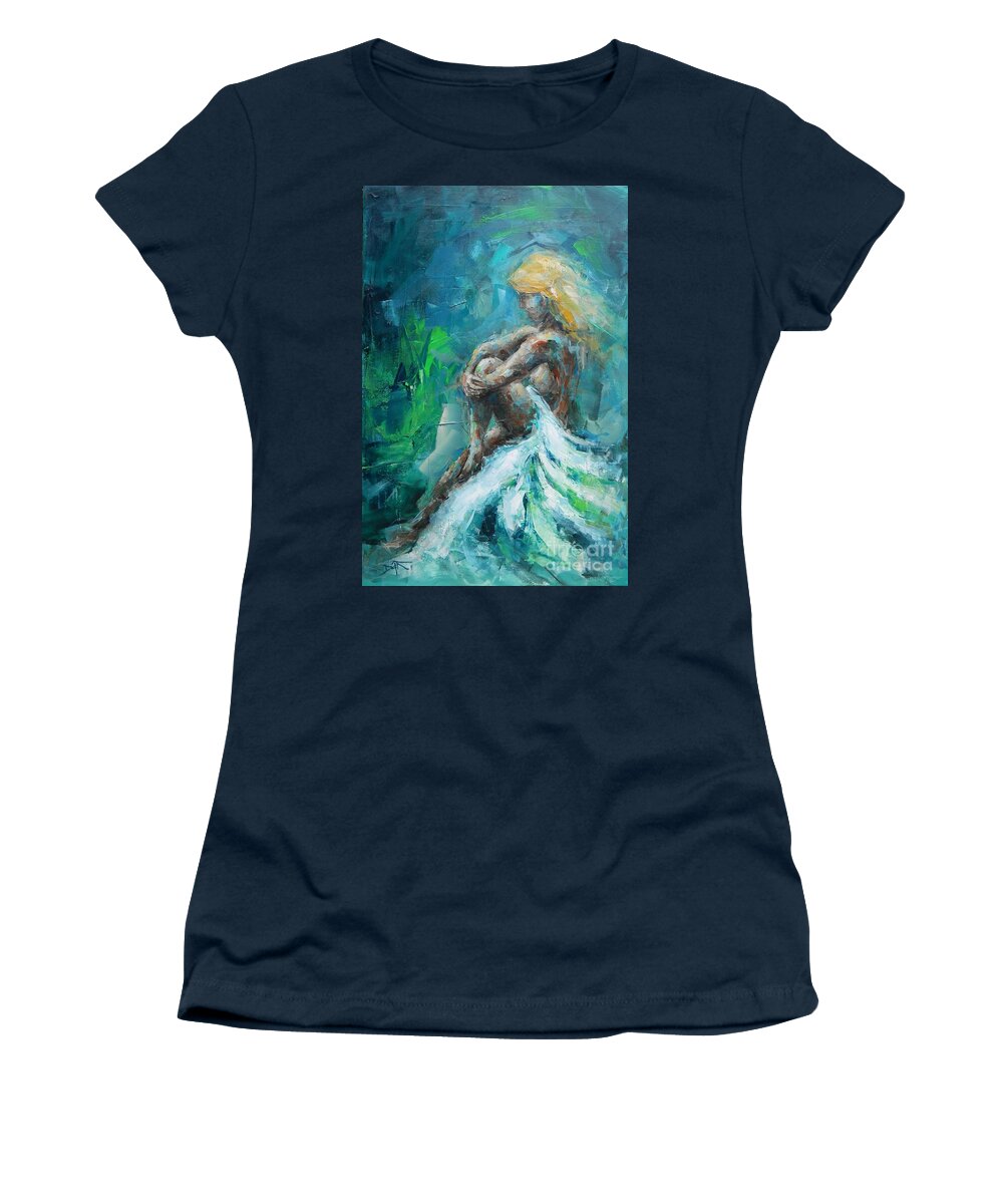 Woman Women's T-Shirt featuring the painting Sister Golden Hair by Dan Campbell