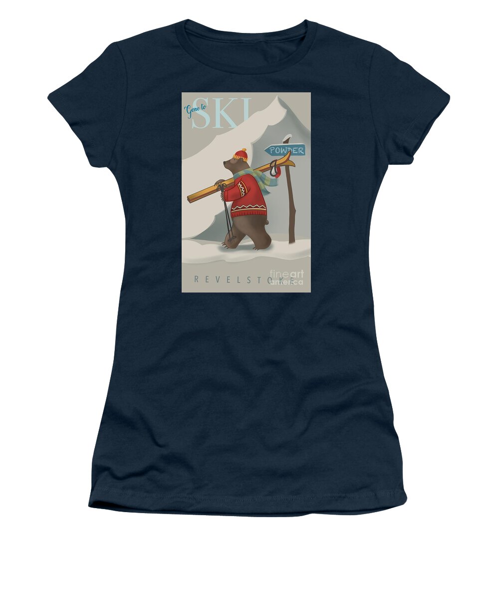 Bear Art Women's T-Shirt featuring the painting Ski Bear by Sassan Filsoof