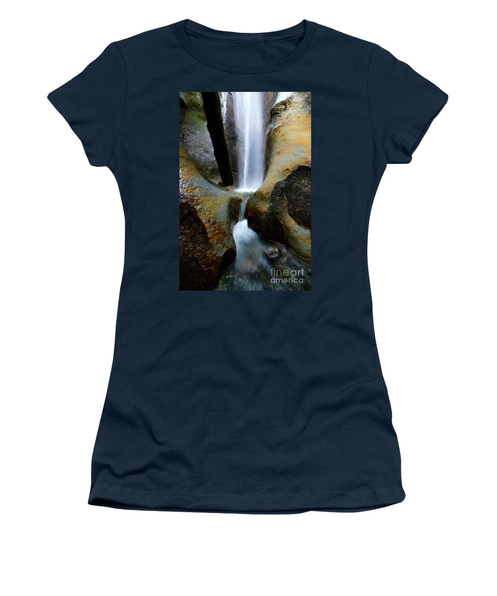 Hidden Falls Sombrio Beach Women's T-Shirt featuring the photograph Sombrio Falls Vancouver Island by Bob Christopher