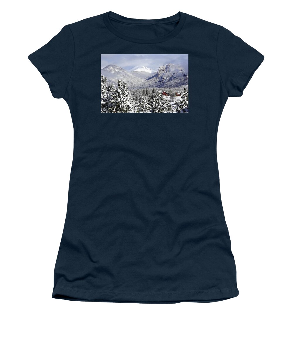 Estes Park Women's T-Shirt featuring the photograph Spring Snow in Estes Park Colorado by Tranquil Light Photography