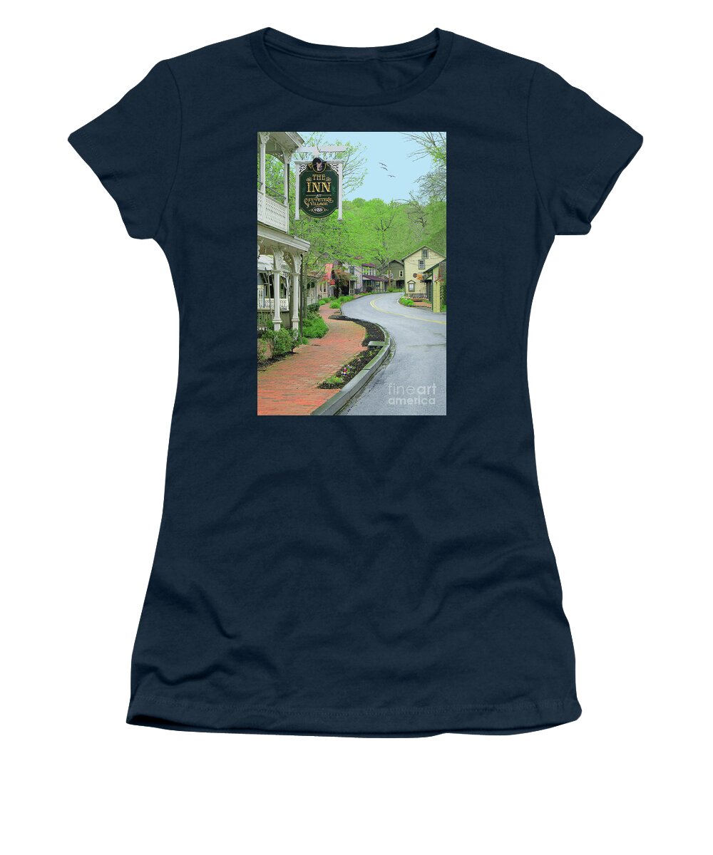 Trees Women's T-Shirt featuring the photograph St. Peter's Village by Geoff Crego
