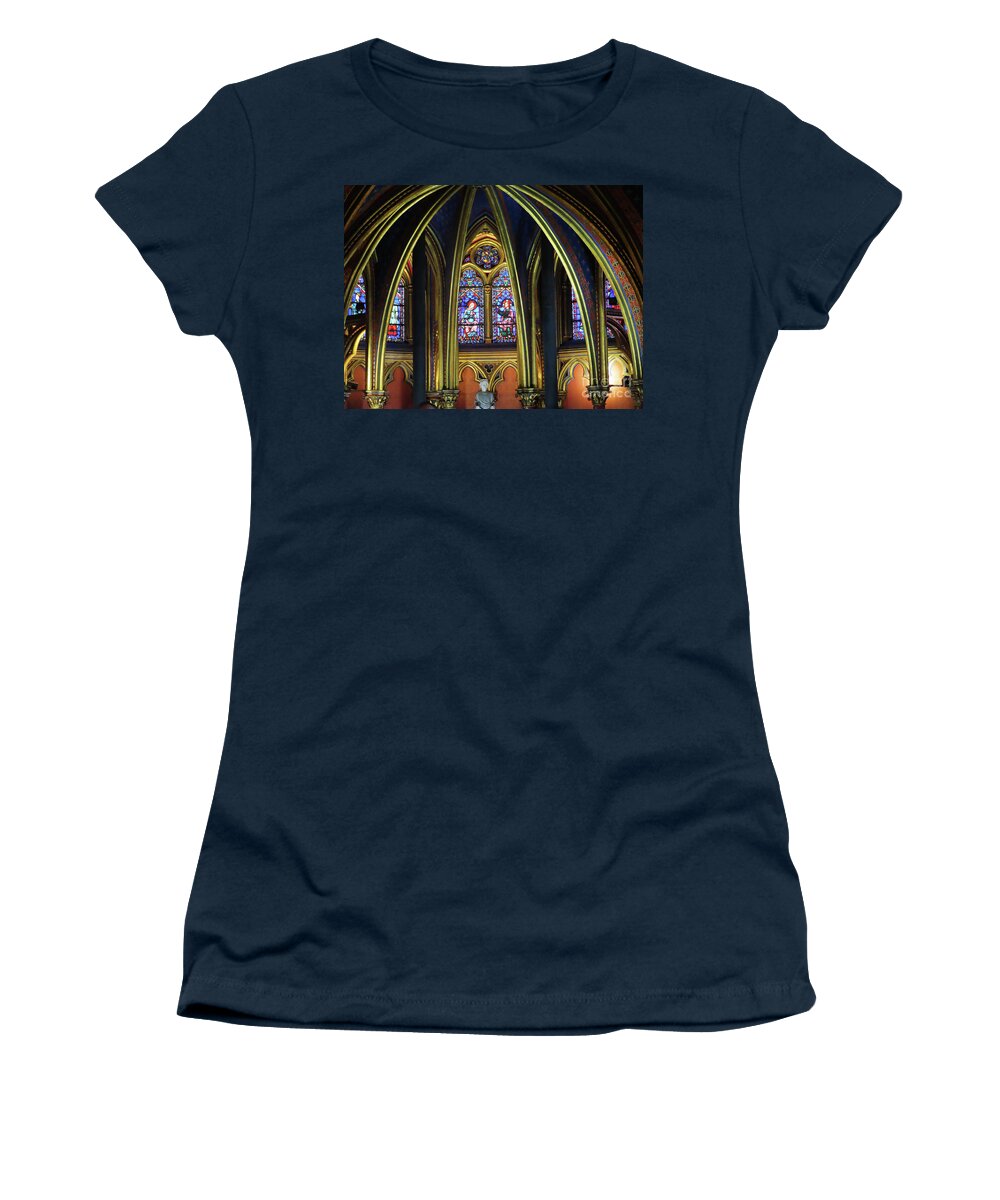 Ste-chapelle Women's T-Shirt featuring the photograph STE-Chapelle Interior of beautiful Historic Church by Steven Spak