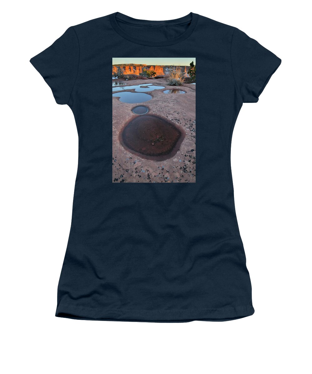 Canyonlands National Park Women's T-Shirt featuring the photograph Stepping Pools at Green River Overlook by Ray Mathis