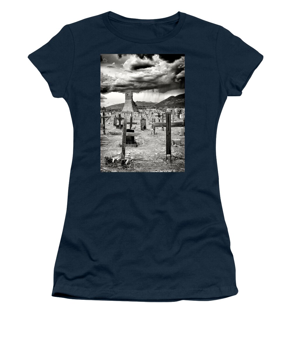Landscape Women's T-Shirt featuring the photograph Storm Clouds Over Taos by Ron McGinnis
