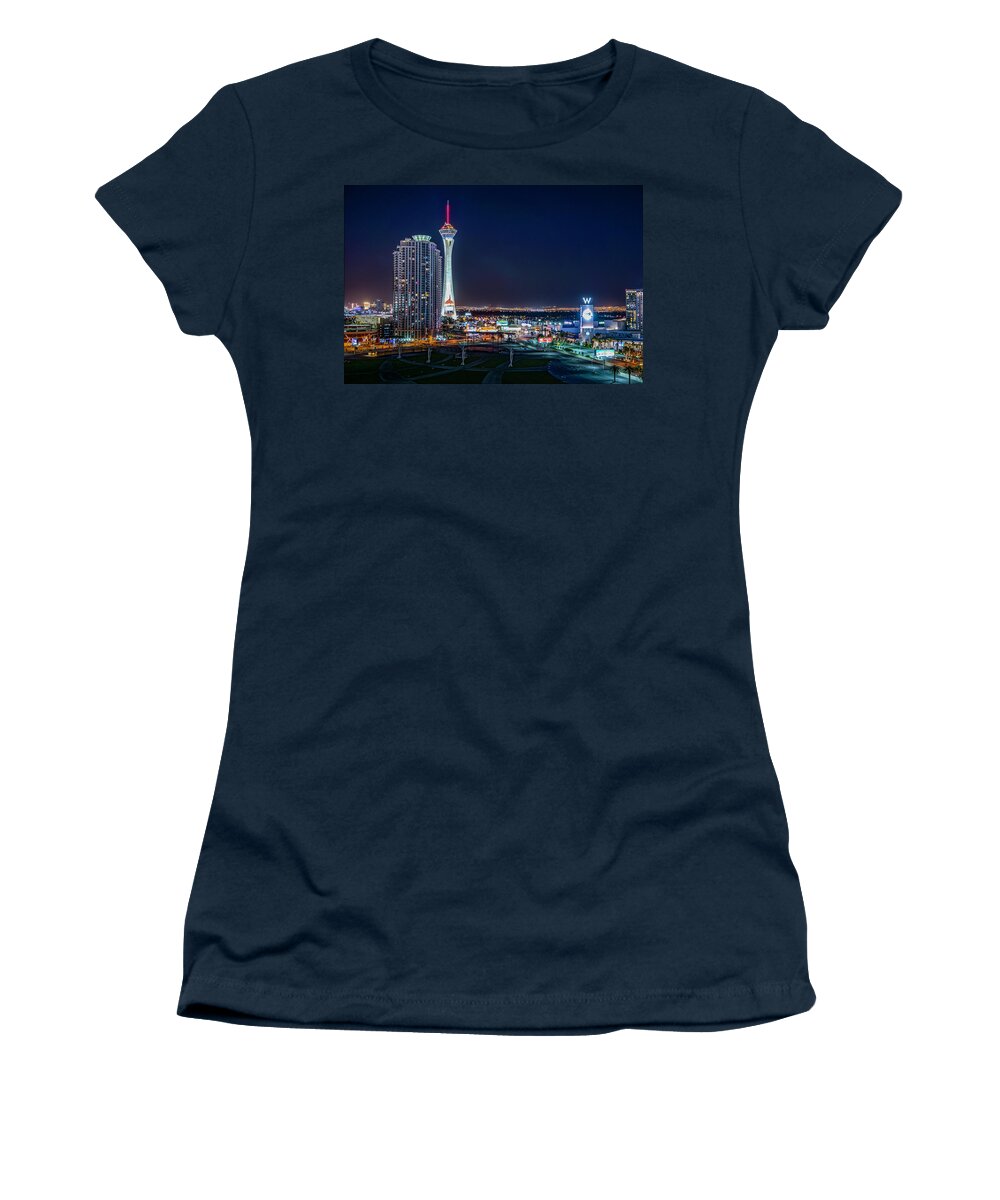 Las Vegas Women's T-Shirt featuring the photograph Stratosphere Hotel And Casino Las Vegas Nevada Photograph by Dave Morgan