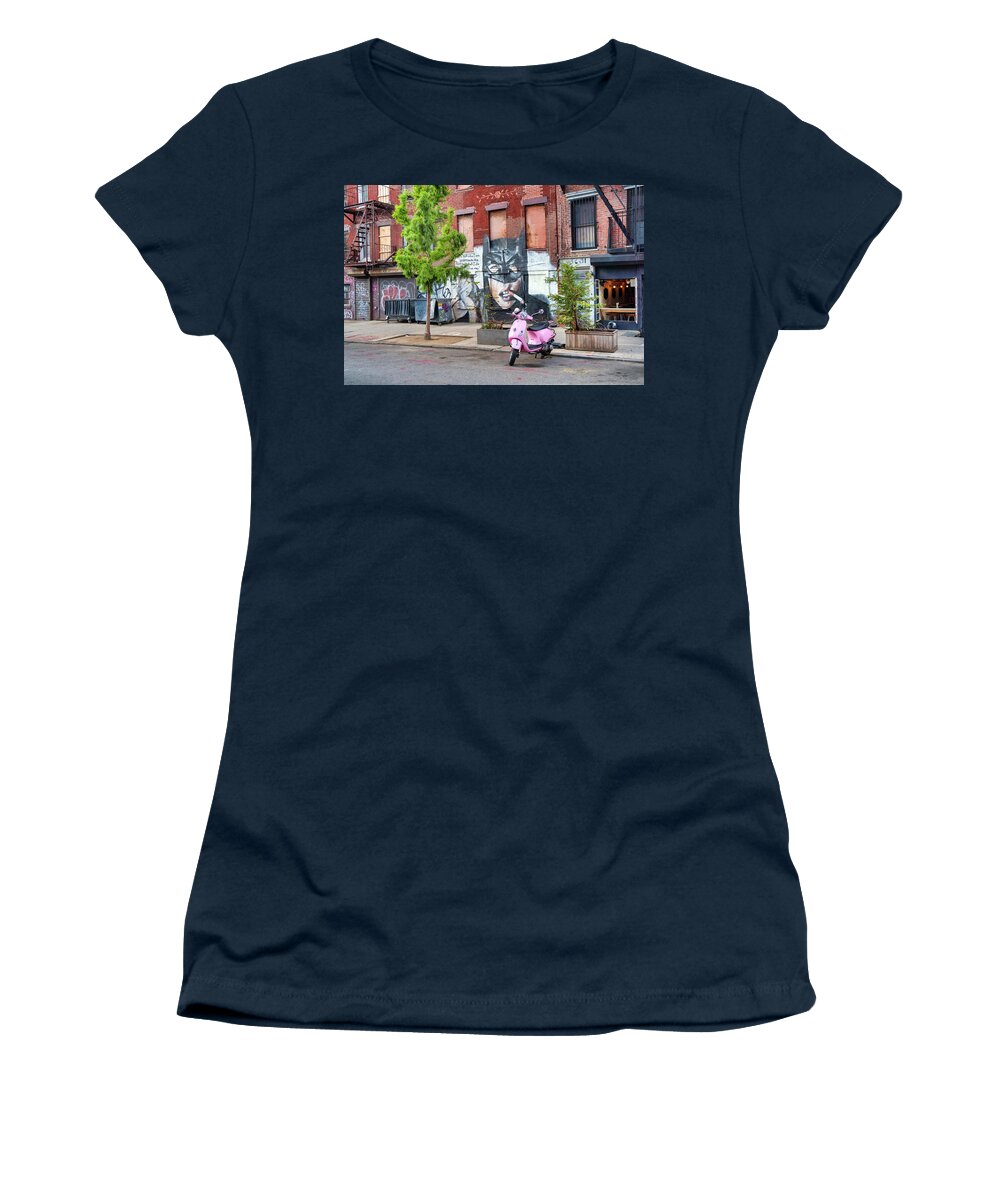 Estock Women's T-Shirt featuring the digital art Street In Williamsburg Brooklyn by Laura Zeid