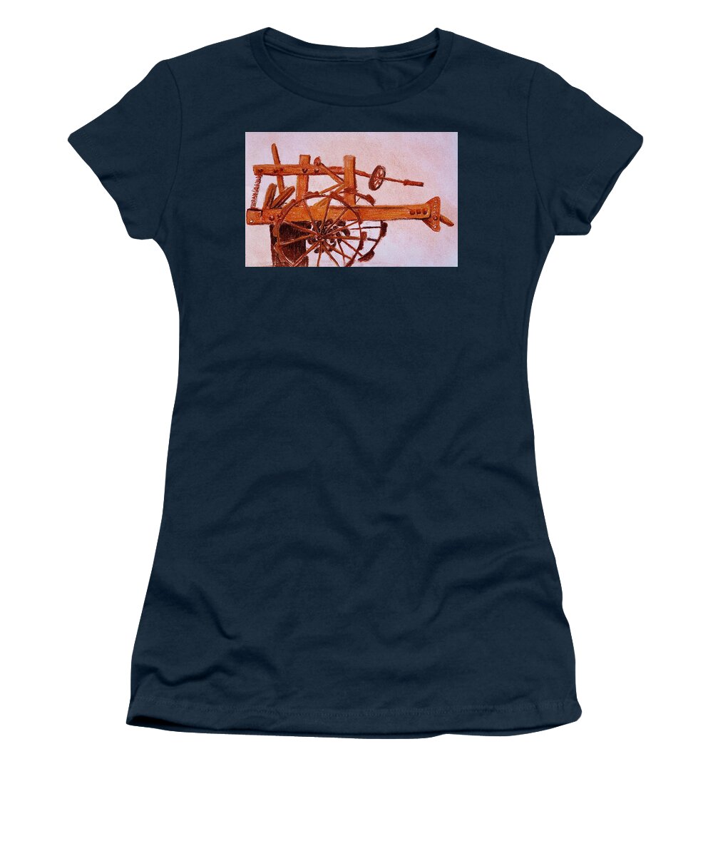 Tractor Women's T-Shirt featuring the painting Study of Rust 3 by Katherine Young-Beck