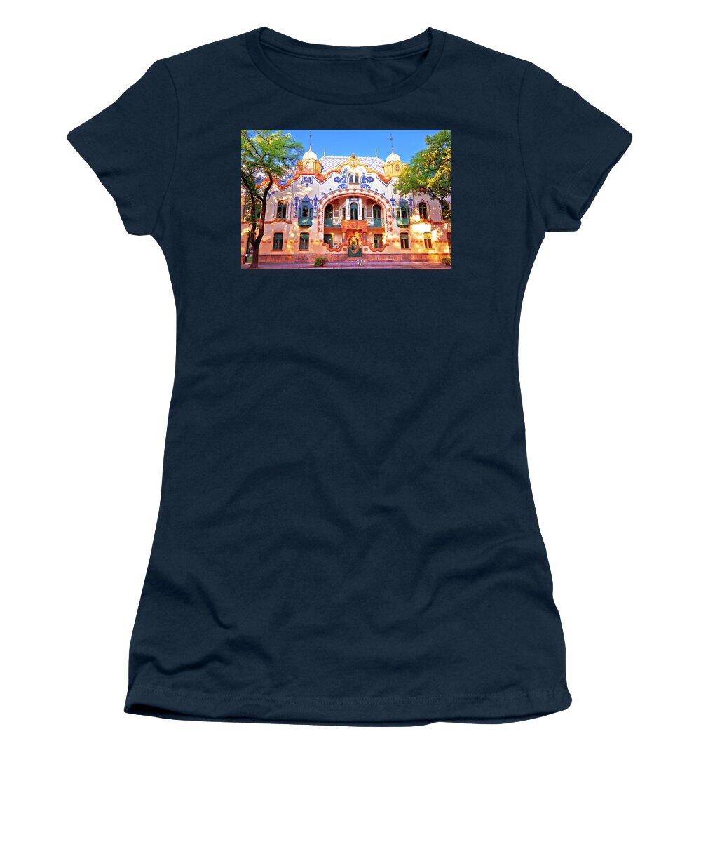 Subotica Women's T-Shirt featuring the photograph Subotica colorful street architecture view by Brch Photography