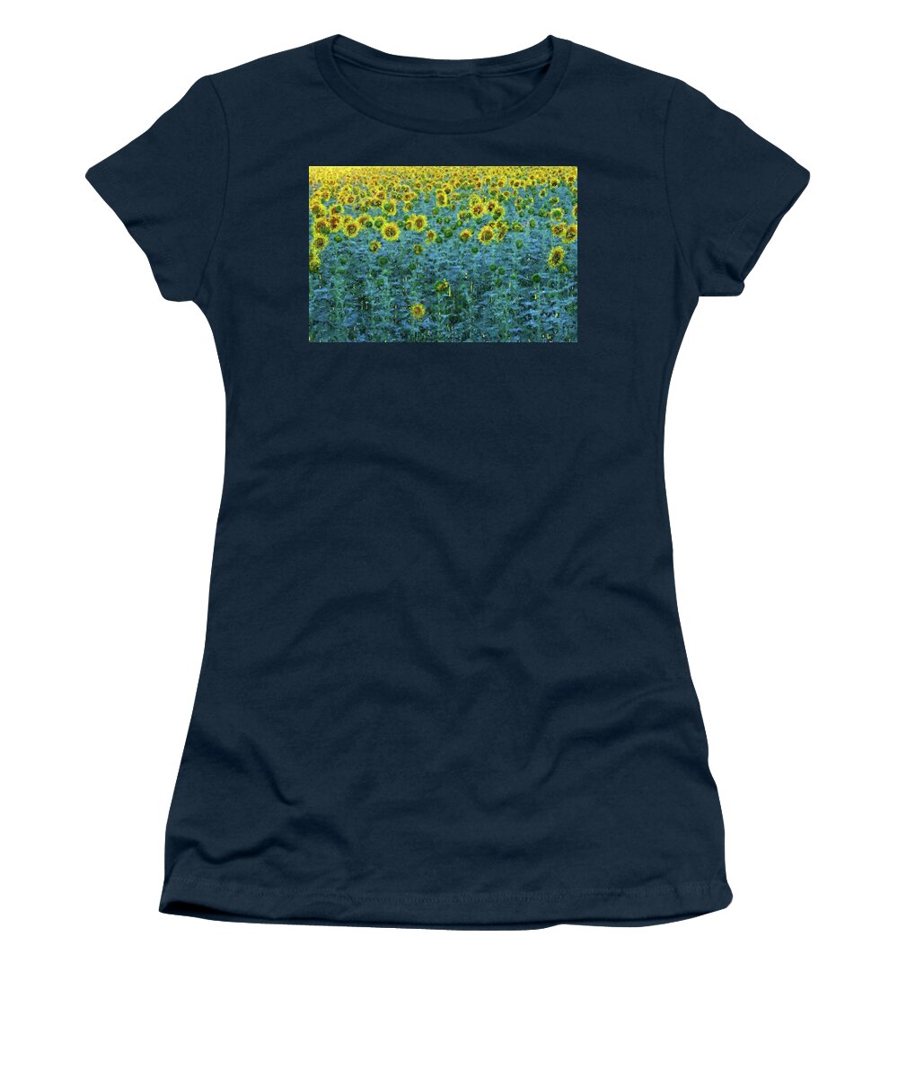 Maryland Women's T-Shirt featuring the painting Sunflowers Paradise - 02 by AM FineArtPrints