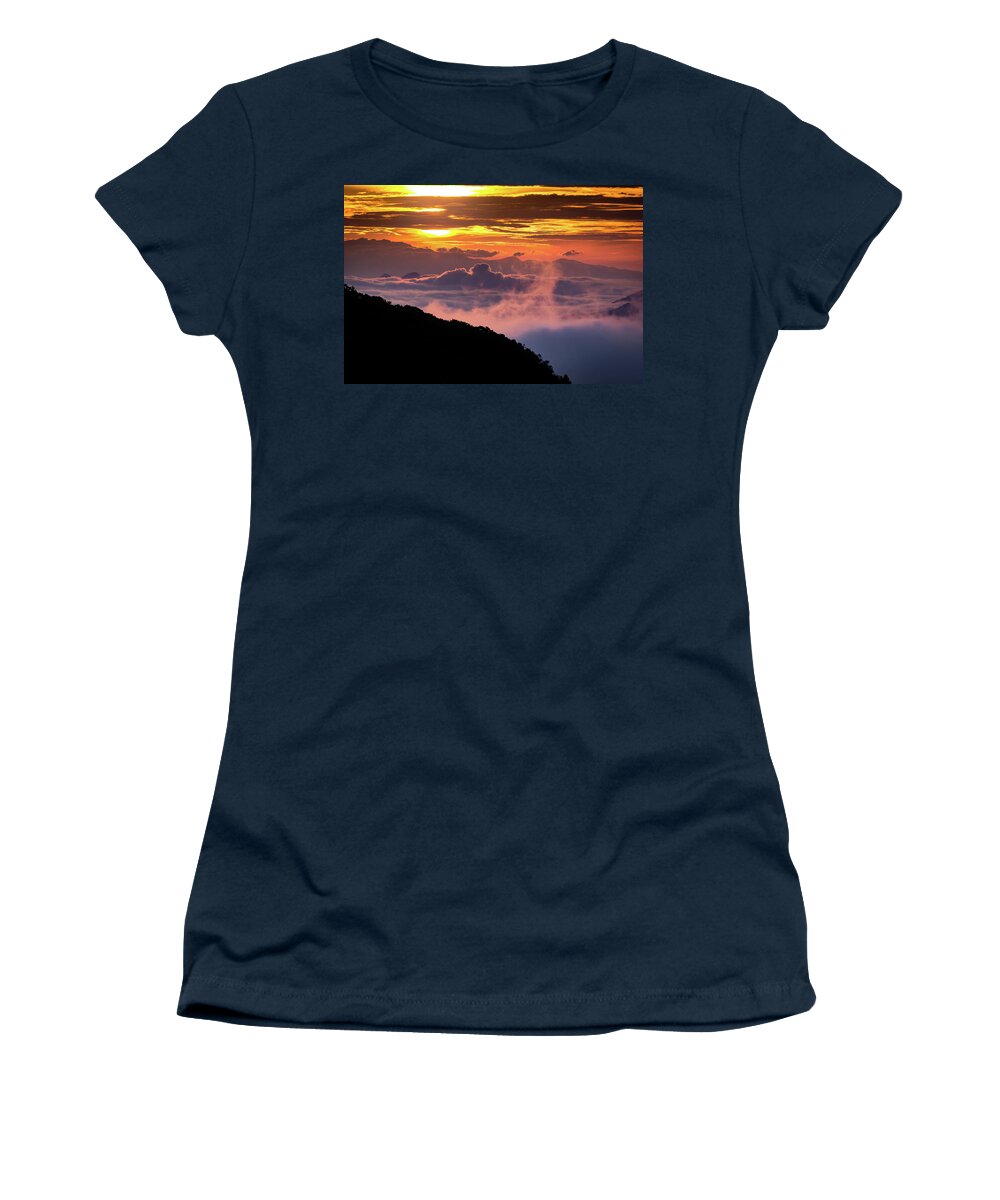 Sunrise Women's T-Shirt featuring the photograph Sunrise above the Smokey Mountains by Randall Allen