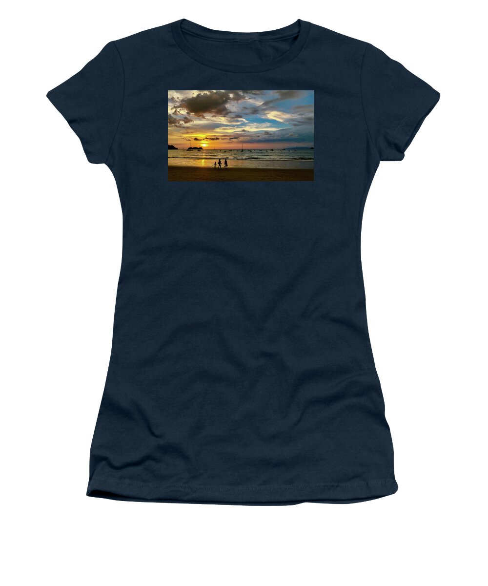 Sunset Women's T-Shirt featuring the photograph Sunset at Playa Hermosa by Stephen Anderson