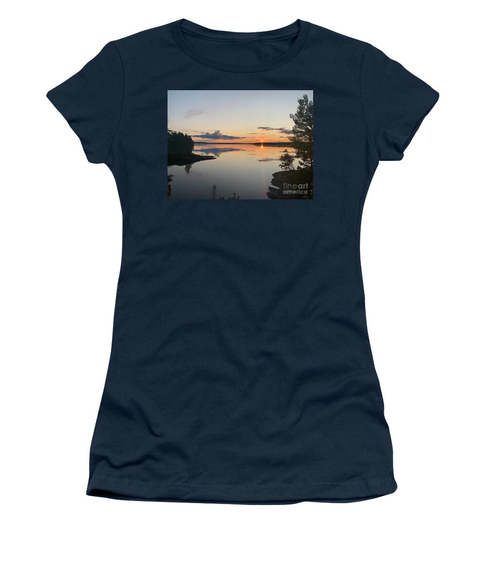 Maine Women's T-Shirt featuring the pyrography Sunset at Young's Bay Maine by Anthony Morretta