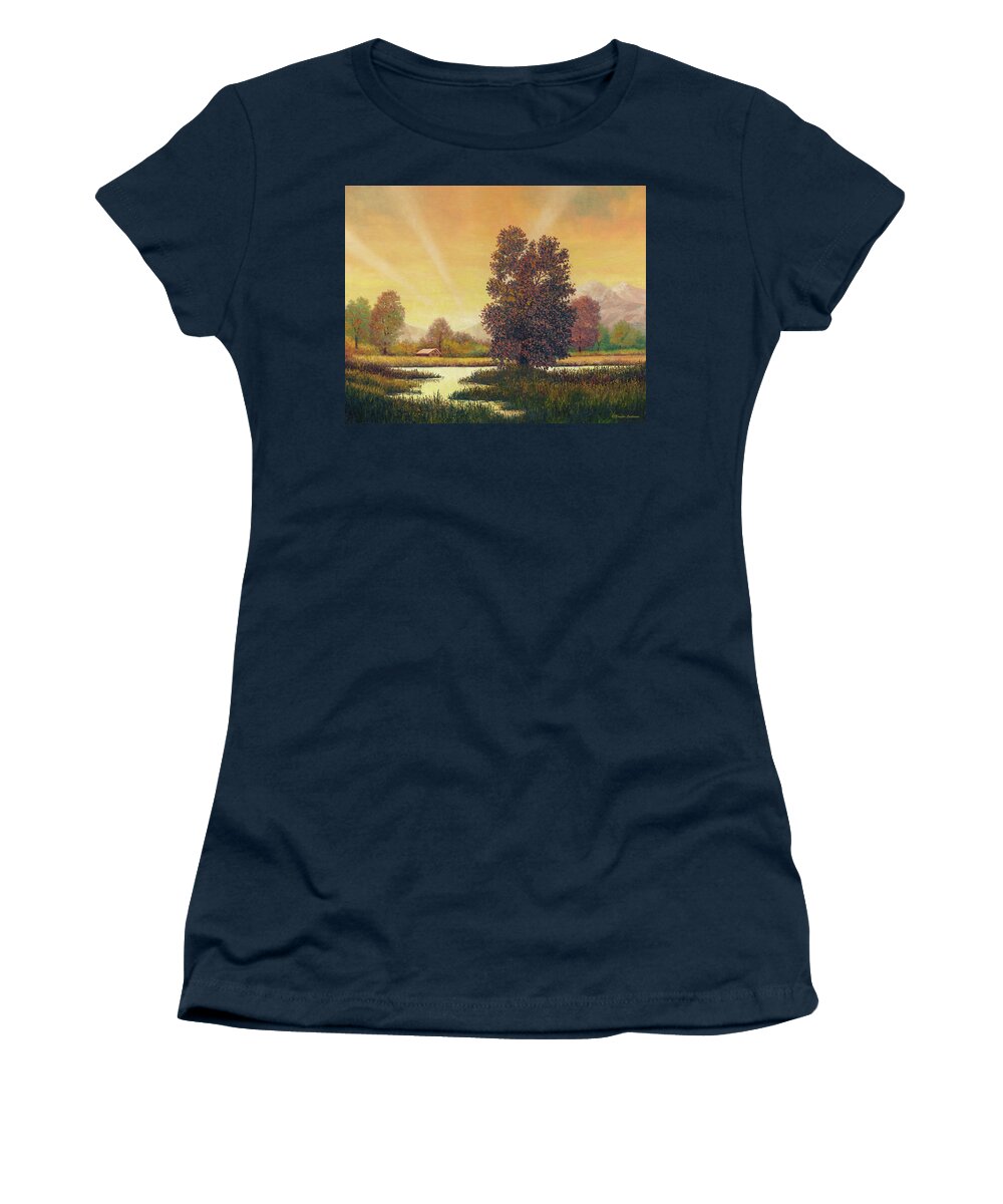 Landscape Women's T-Shirt featuring the painting Sunset Color by Douglas Castleman
